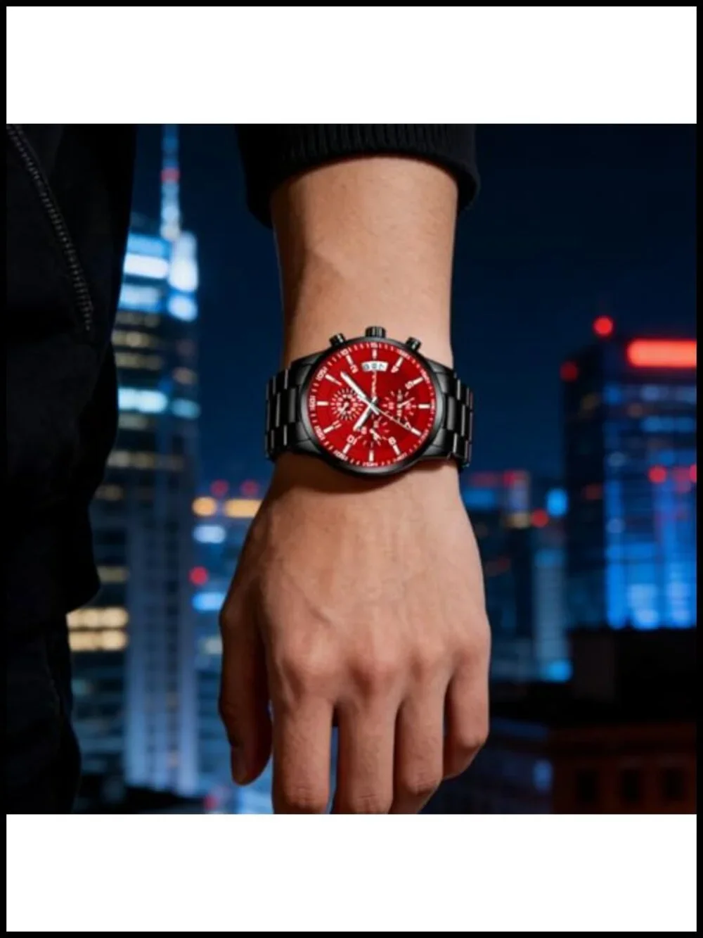 CRRJU Men's Stainless Steel Waterproof Quartz Chronograph Watch Japanese